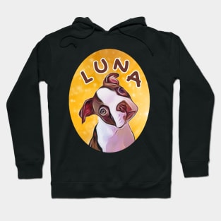 Luna Boston Terrier Face Tilted Cartoon Cameo Hoodie